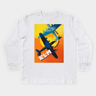 KLM All Over the World Vintage Poster 1930s Kids Long Sleeve T-Shirt